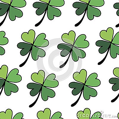 Seamless pattern of clovers flat style for Happy St. Patricks Day Vector Illustration